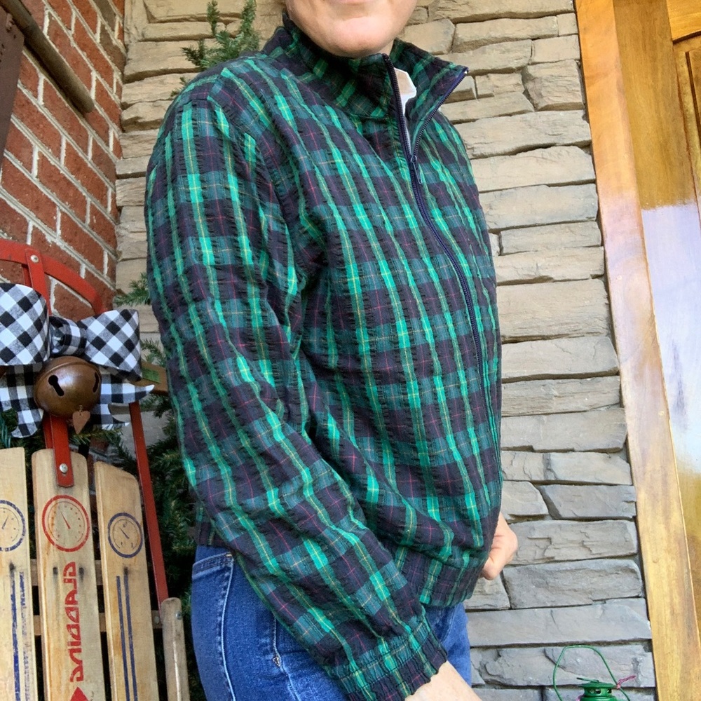 Orvis Plaid Jacket Zip Front Seersucker